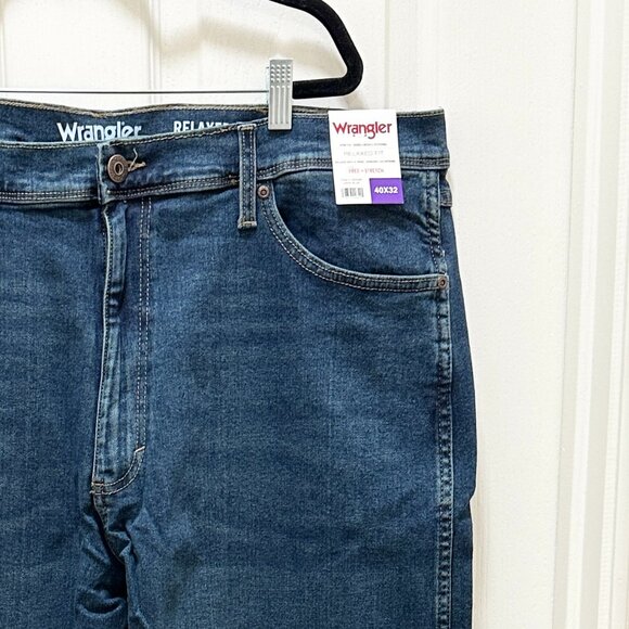 Wrangler Men's Jeans Size 40 X 32 Dark Blue Free To Stretch Relax Fit Casual NEW - Picture 5 of 16